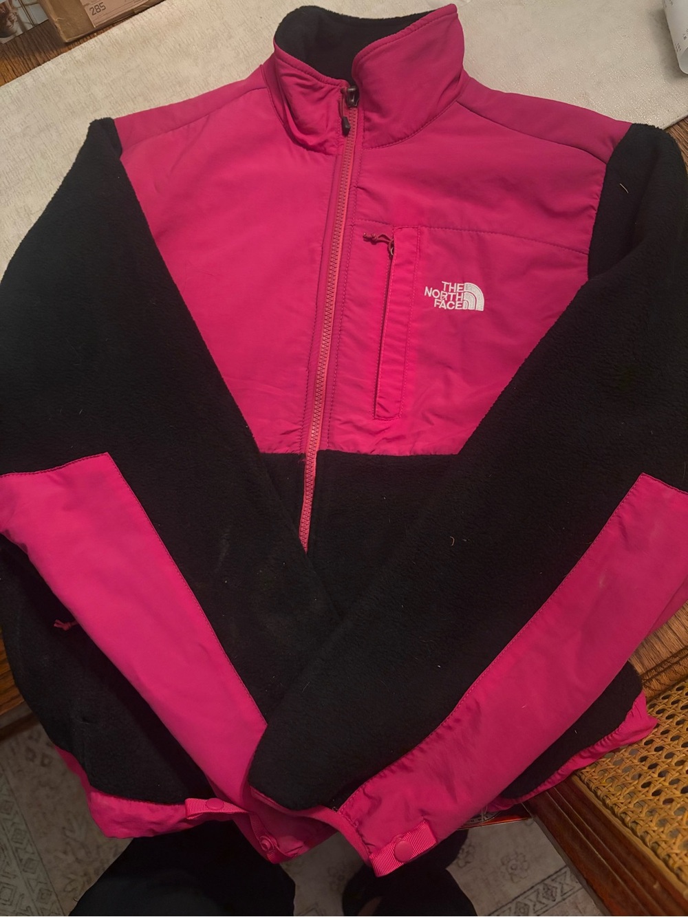 The North Face Women's Hot Pink and Black Teddy Fleece Jacket
